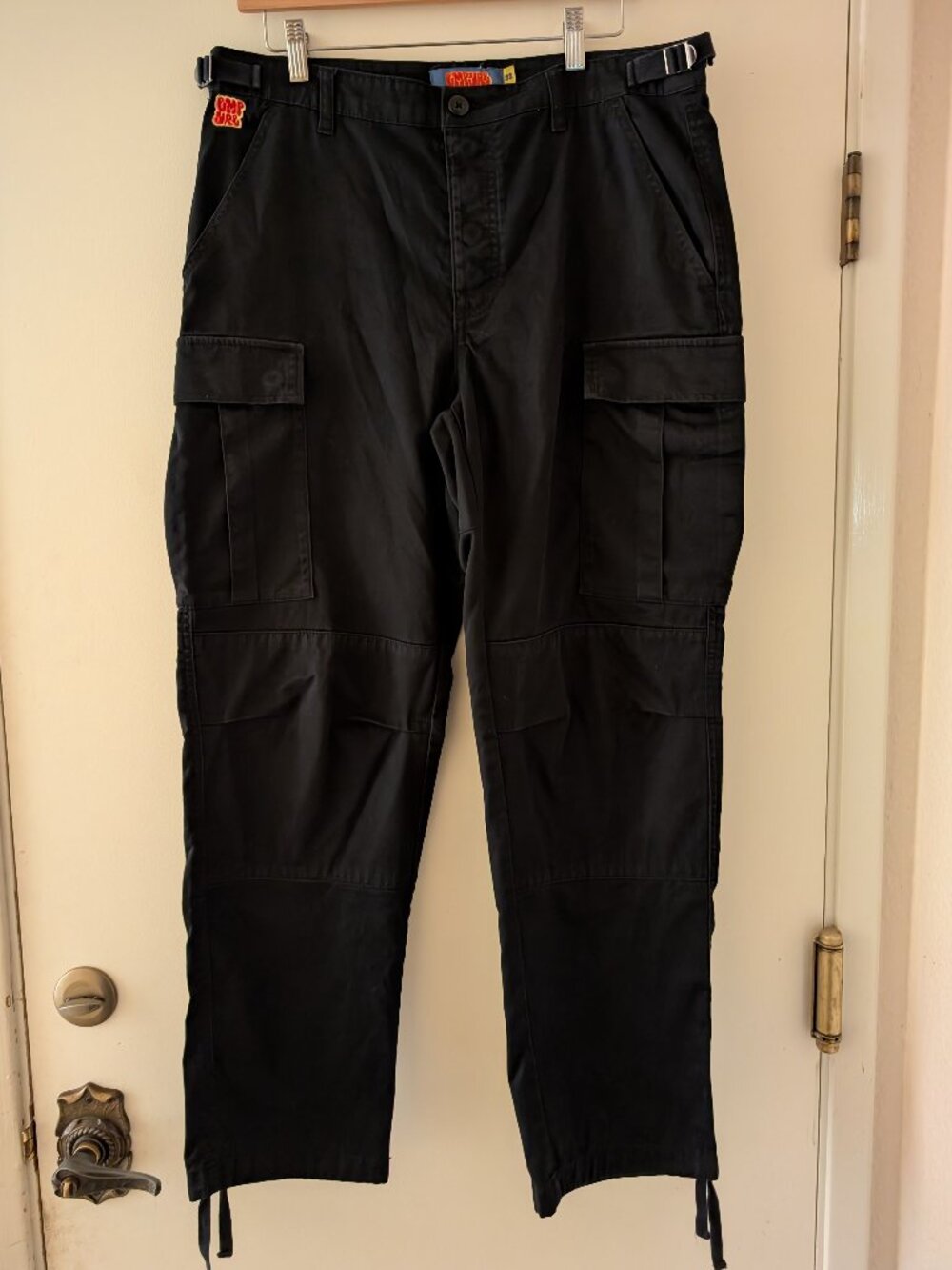 Empyre Loose Fit Black Cargo Skate Pants 32x29 Button Fly 6 Pockets Adjustable